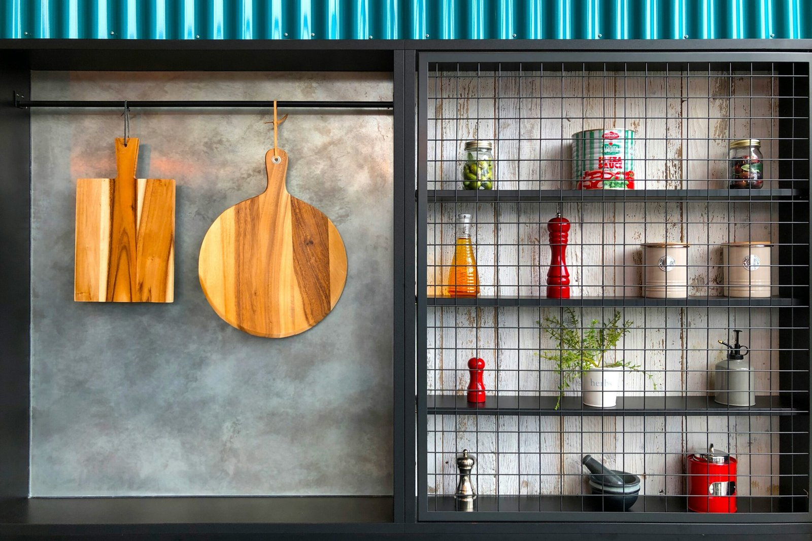 two hanging brown wooden boards