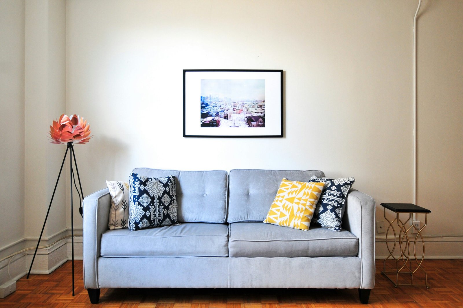 Innovative Modern Cheap Living Room Ideas for Every Budget 3 blue fabric loveseat
