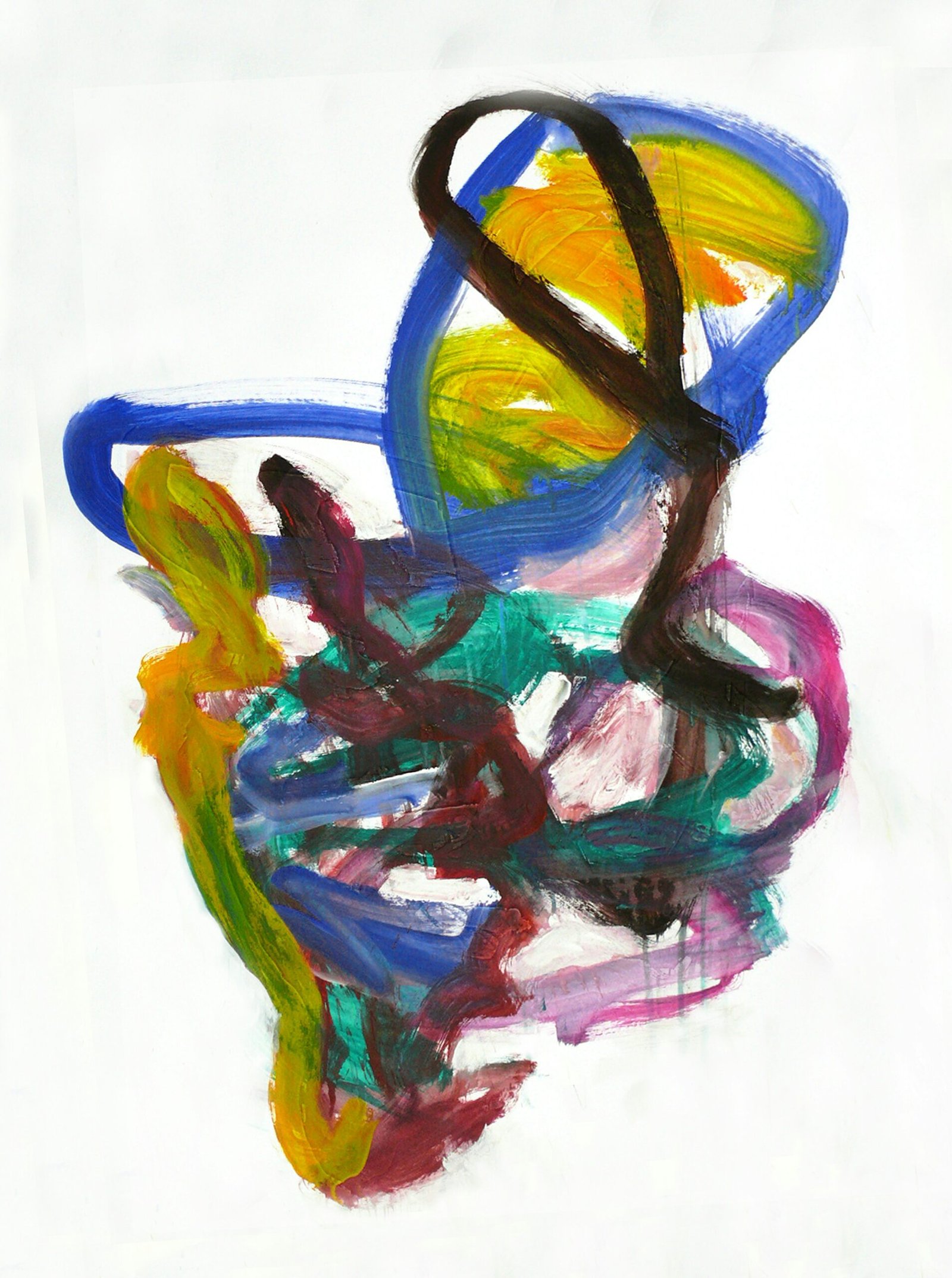 A drawing of a vase with a black handle