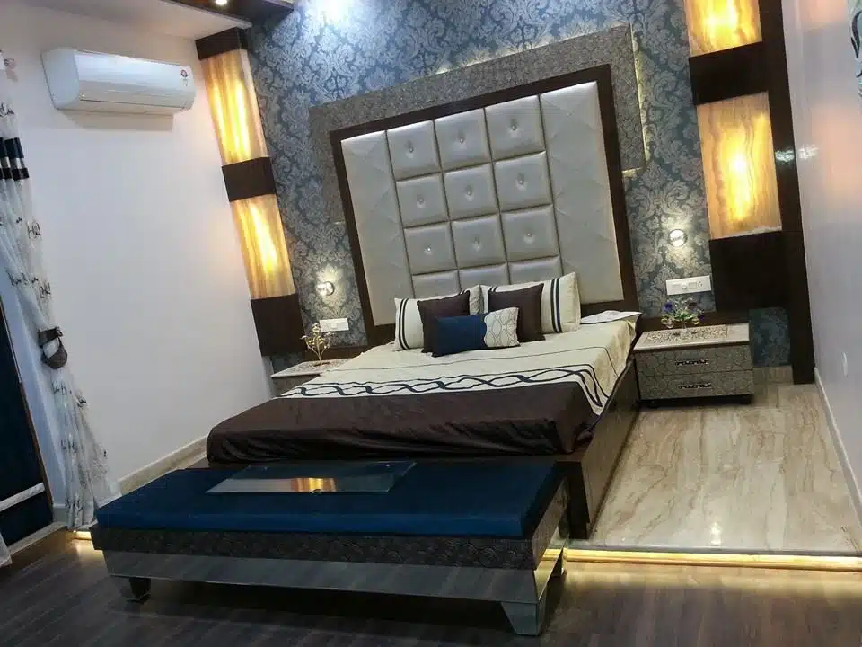 After interior 3BHK Gurgaon home bedroom modern design with wardrobe