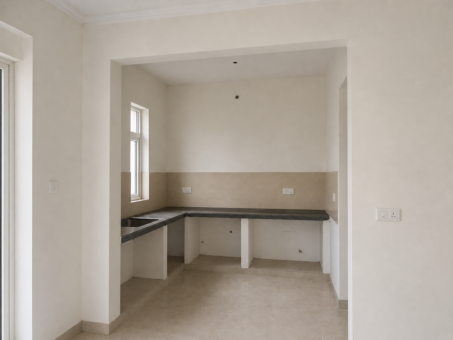 Before modular kitchen Noida unfinished kitchen space