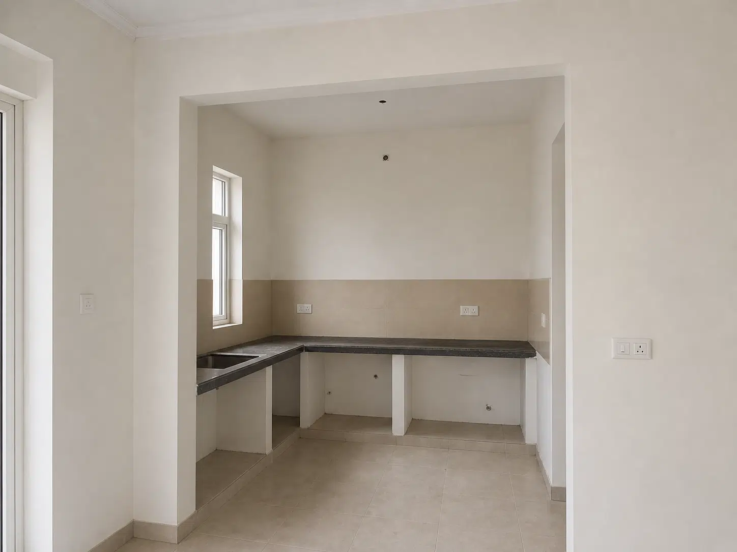 Before modular kitchen Noida unfinished kitchen space