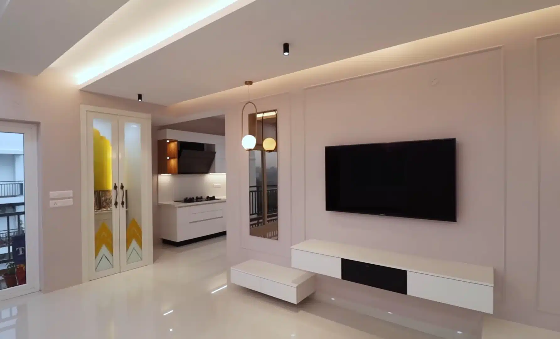 Interior design transformation Gurgaon before and after living room and kitchen