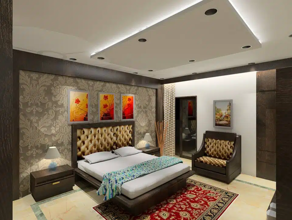 After bedroom Gurgaon luxury interior with lighting and wardrobe